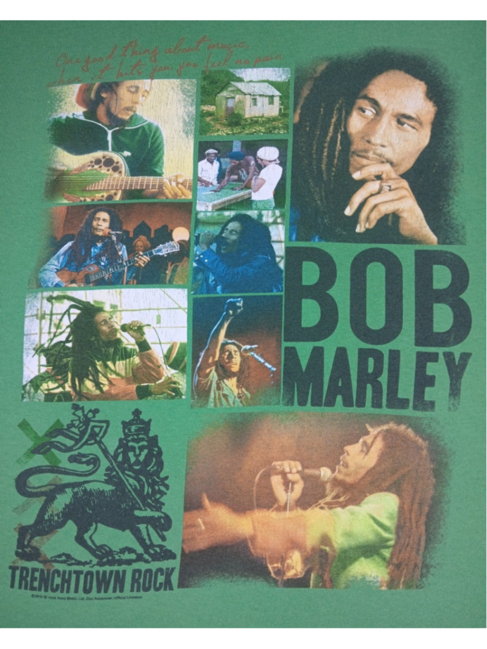 Zion Rootswear Bob Marley Trenchtown Rock Adult XL Band T-shirt Green Reggae - Picture 4 of 10